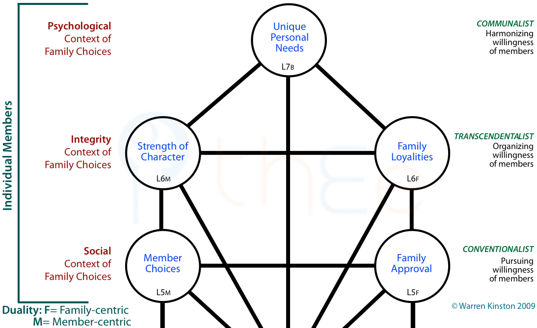 The influences of the individual members in the politics of family life.